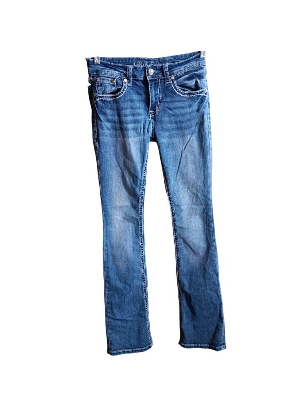 Grace In LA Womens Distressed Skinny Jeans Denim Size 26 28x33